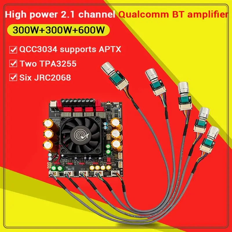 Надежный-новый усилитель Bluetooth ZK-APTX3, 2,1-канальный 3D-сабвуфер объемного звука, 300 Втx2 + 600 Вт, аудиофильский усилитель мощности, N