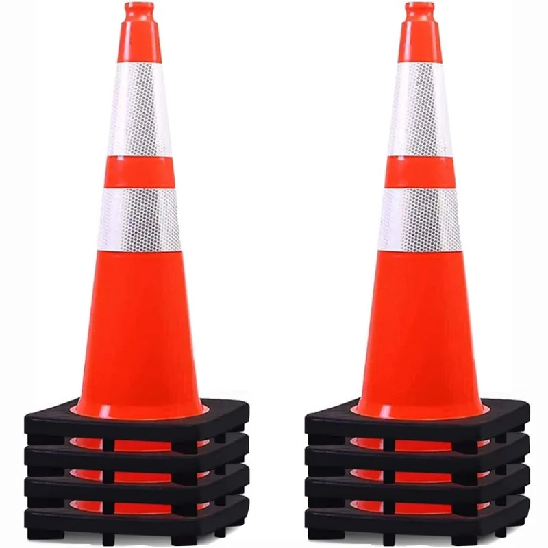 (8 Pack)    28” inch Traffic Safety Cones Orange Road Parking Cones Heavy Duty Construction Cone Structurally Stable for