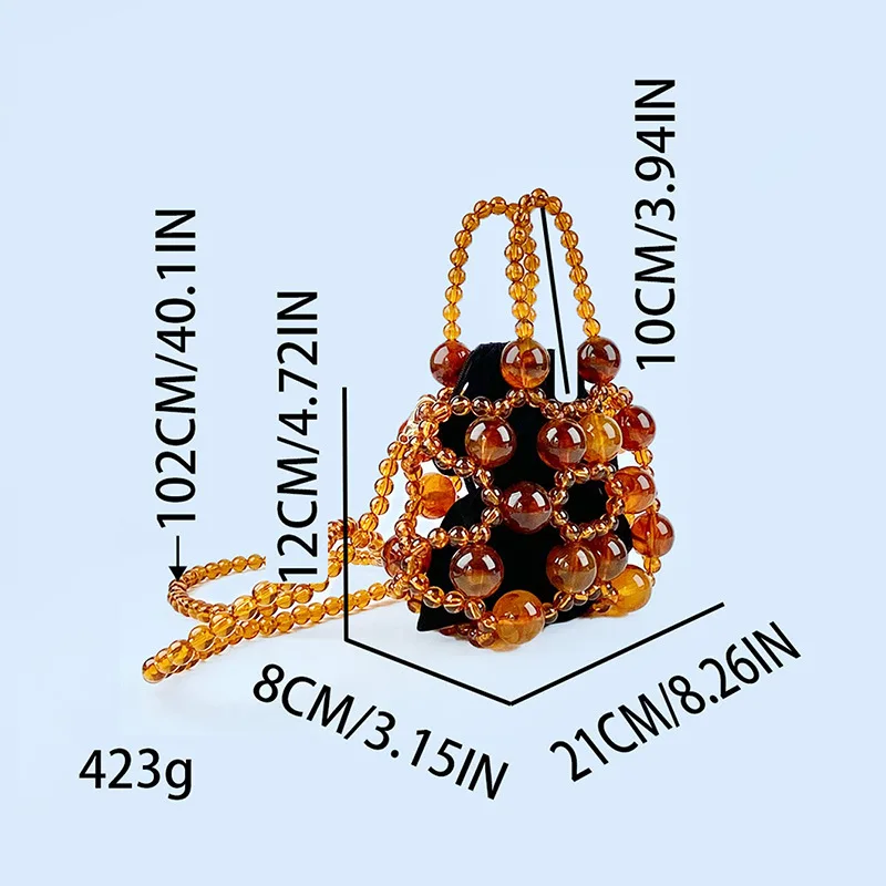 New Hollow Out Vintage Tortoiseshell Beaded Handbag Luxury Design pochette con coulisse in acrilico da donna Mini borsa a tracolla