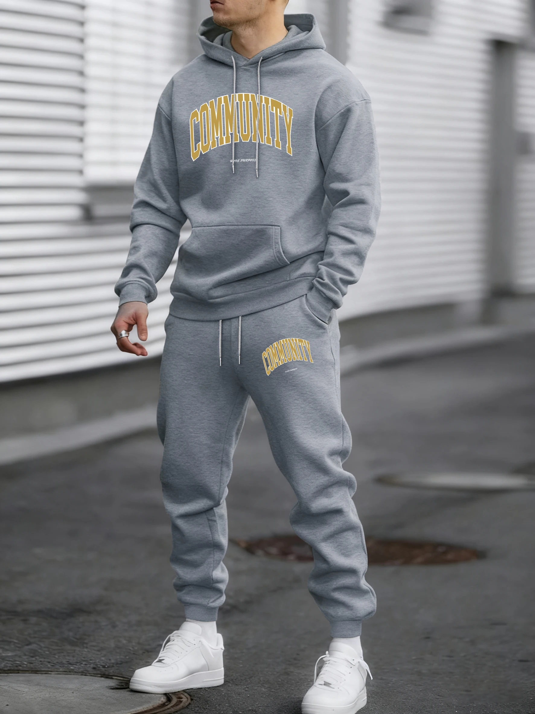 Leopard Print Love Creative Combination Men Retro Tracksuit Trendy Warm Pants Casual Loose Hoodies  Autumn Fleece Male Clothes