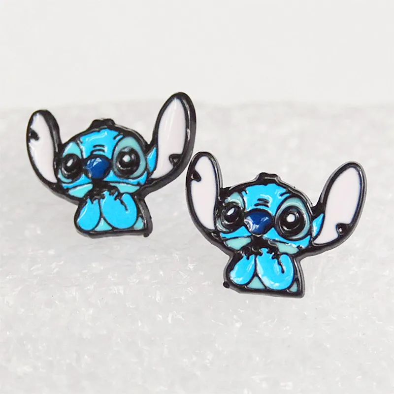 Disney-pendientes de Lilo & Stitch para niños, accesorios de joyería de dibujos animados, simples, regalos