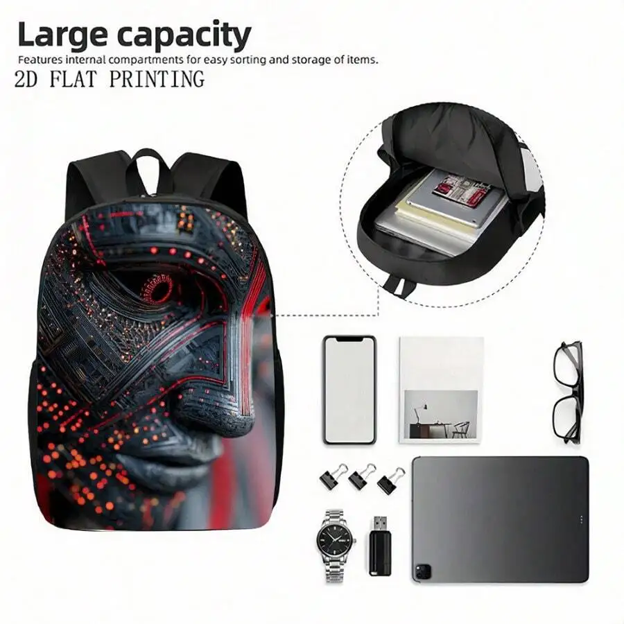 

Cyberpunk Circuit Design Backpack With Large Capacity And Internal Compartments For Laptop Daily Use