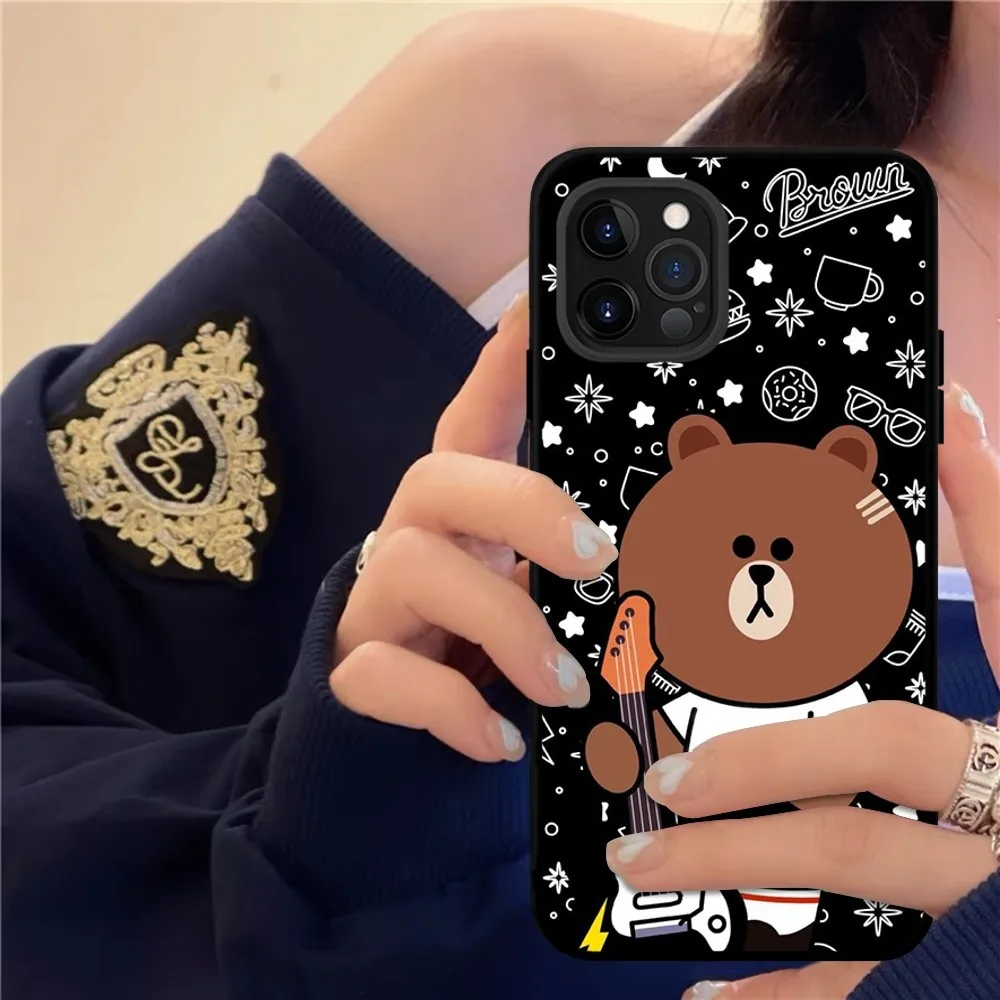 Korea Cute L-Line F-Friends B-Brown Phone Case Silicone Soft for iphone 15 14 13 12 11 Pro Mini XS MAX 8 7 6 Plus X XS XR Cover