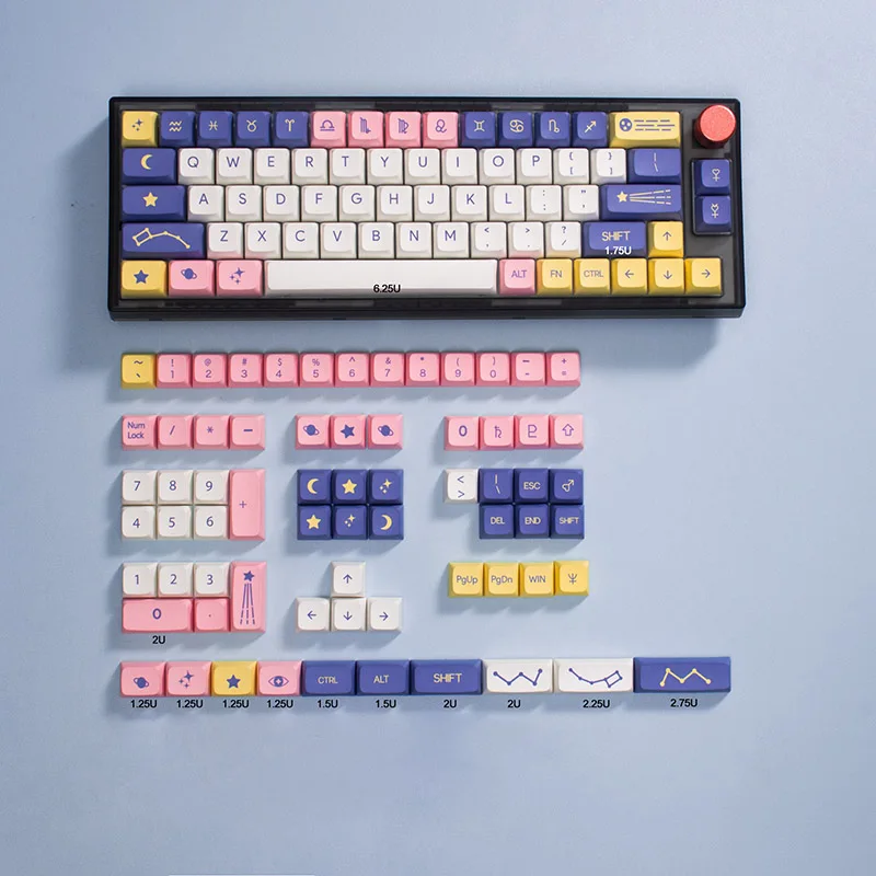 

Constellation Keycaps XDA Height PBT Heat Sublimation 134 Keys Mechanical Keyboard Caps 68/87/96