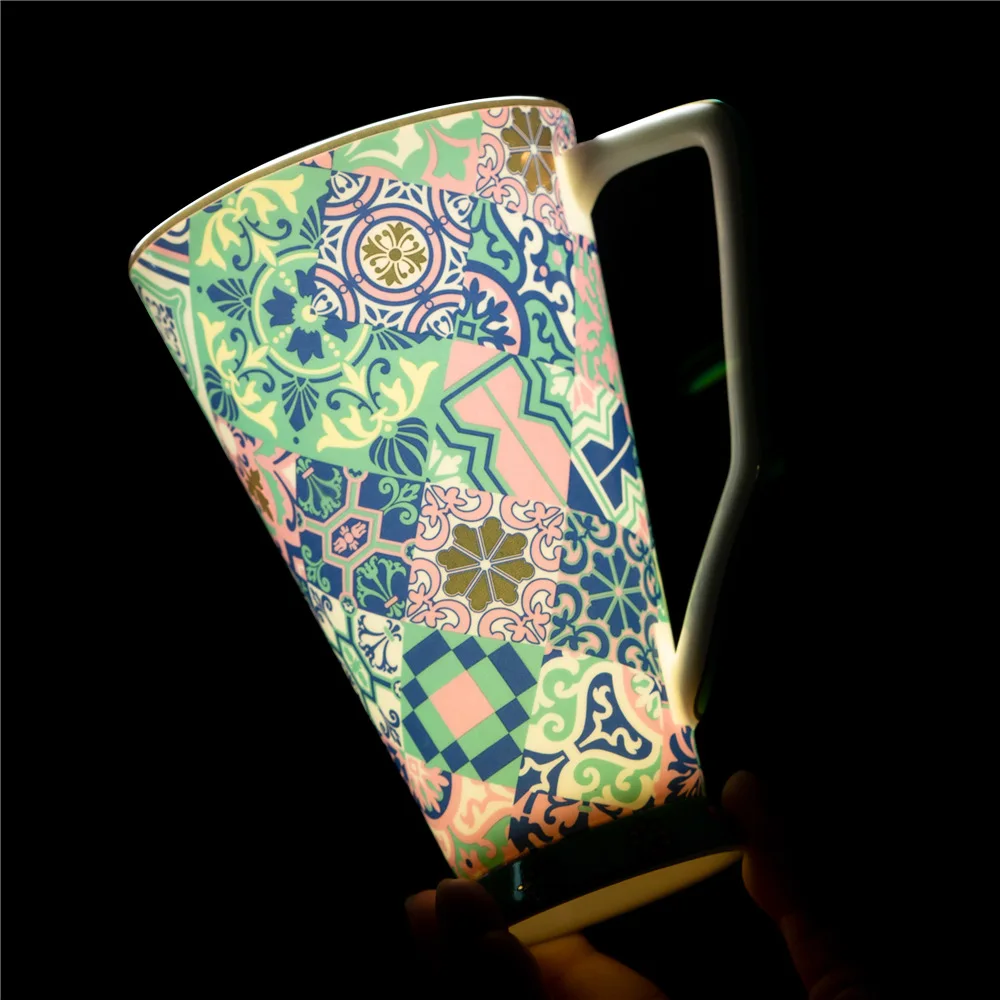 International high-end light luxury bone china large water mug V cup beer cup milk tea juice coffee