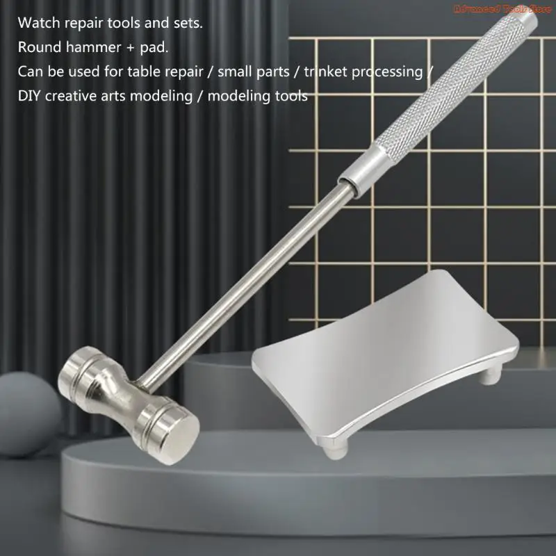 Watch Repair Tool Set for Watchmakers Hammer, Pad, and Four legged Steel Base W91B