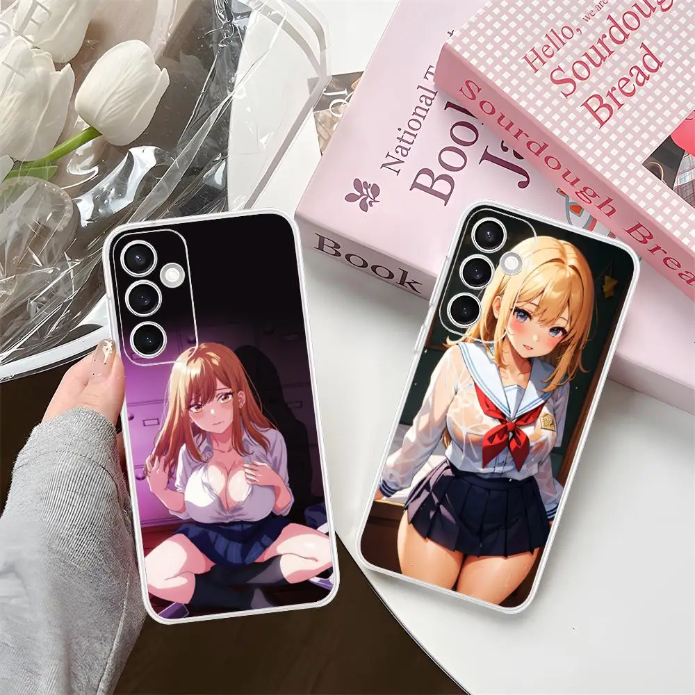 JK زي مدرسي فتاة قضية الهاتف لسامسونج غالاكسي S25 S24 S23 S22 S21Plus FE الترا واضح اللون واقية فاخرة جميلة