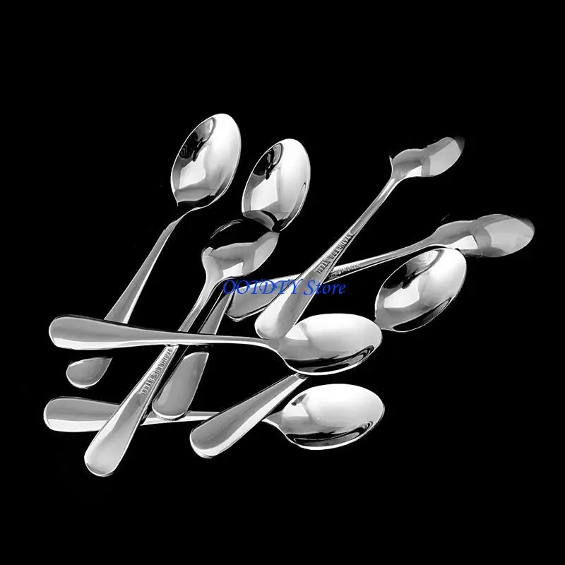 

367A Stainless Steel Coffee Spoon 8 Pcs Oval Mouth Spoons Coffee Powder Making