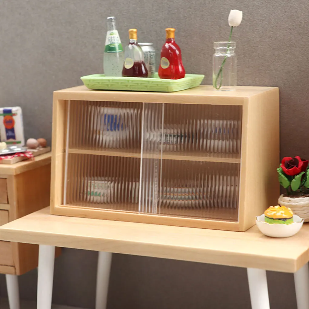1/12 Dollhome Cakes Cabinet Wood Furniture Cupboard Showcase Kitchen