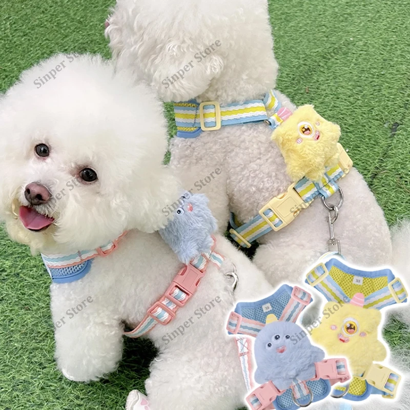 

Dog Harness with Leash Set No Pull Adjustable Reflective Step-in Puppy Pet Vest Harnesses for Small Medium Large Dogs and Cats