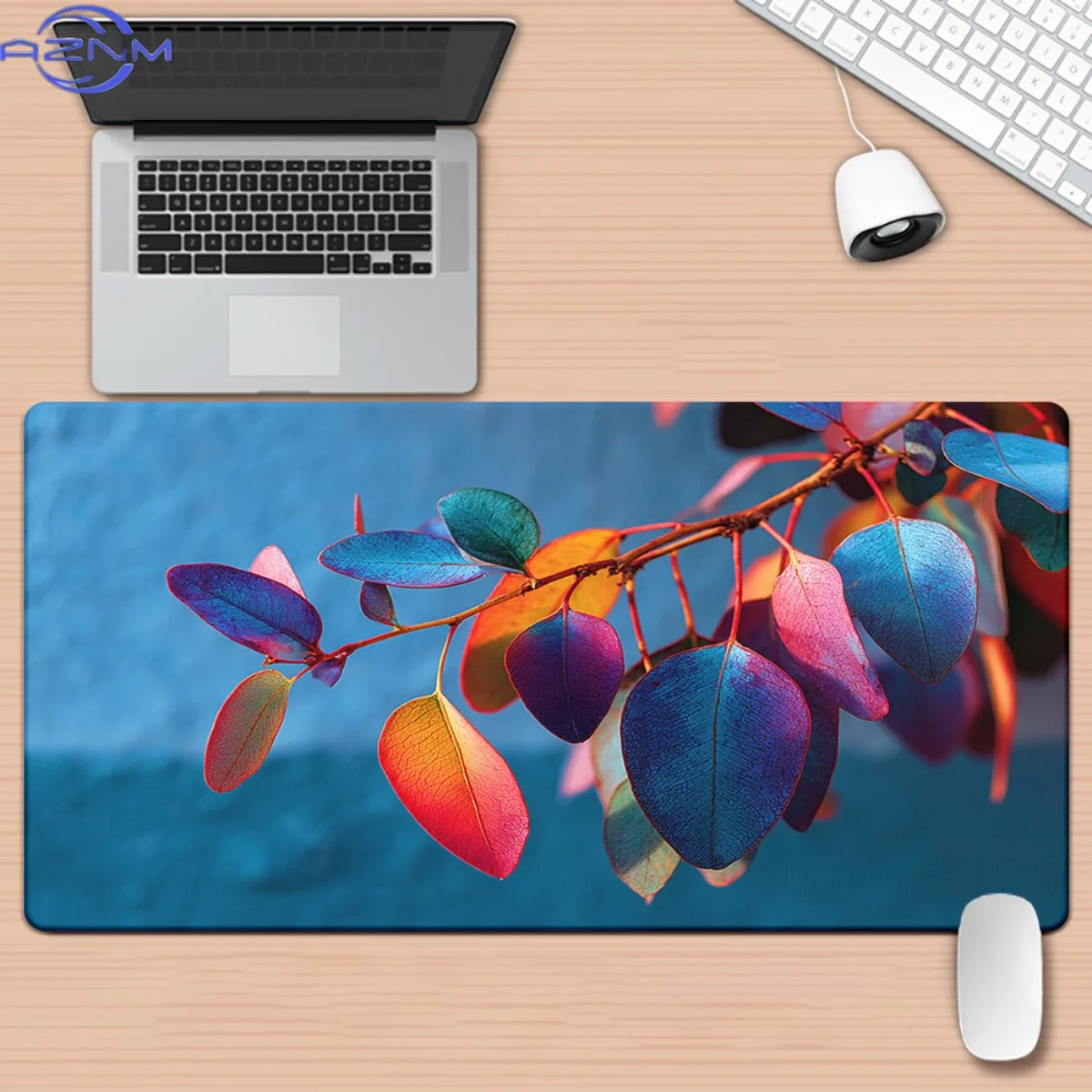 XXL Non-Slip Rubber Base Mouse Pad with Vibrant Colorful Branches Design - Large Rectangular Desk Mat for Gaming & Office Decor,