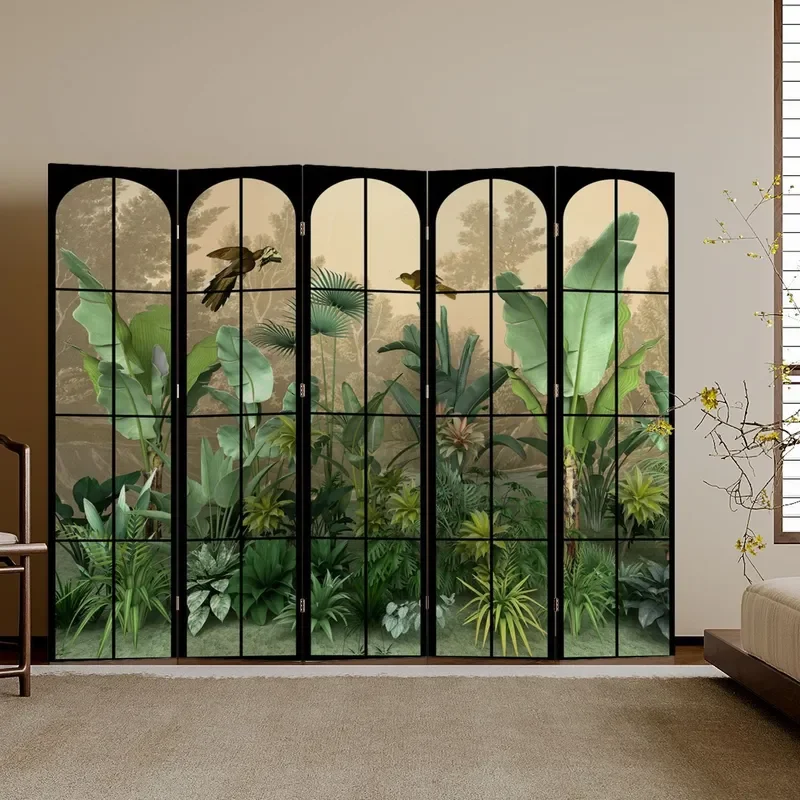 French Light Luxury Folding Screen Partition for Entrance Living Room Background Blocking Mobile Office Hotel Room Divider
