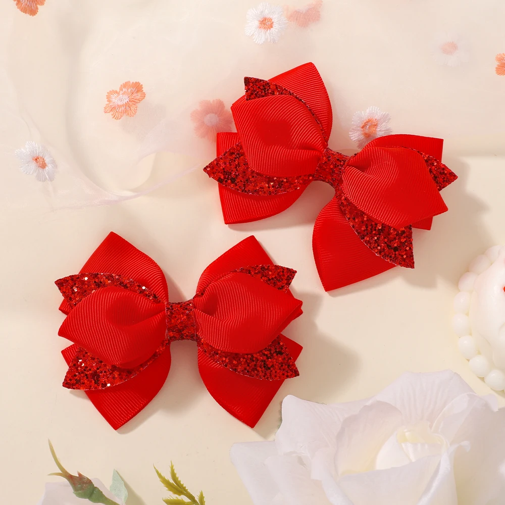 2 stks Nieuwe Pailletten Strikken Haarspeldjes Meisjes Kids glanzende Haarspeld Mode Hoofddeksels Hoofdtooi Kinderen Haaraccessoires Geschenken Groothandel