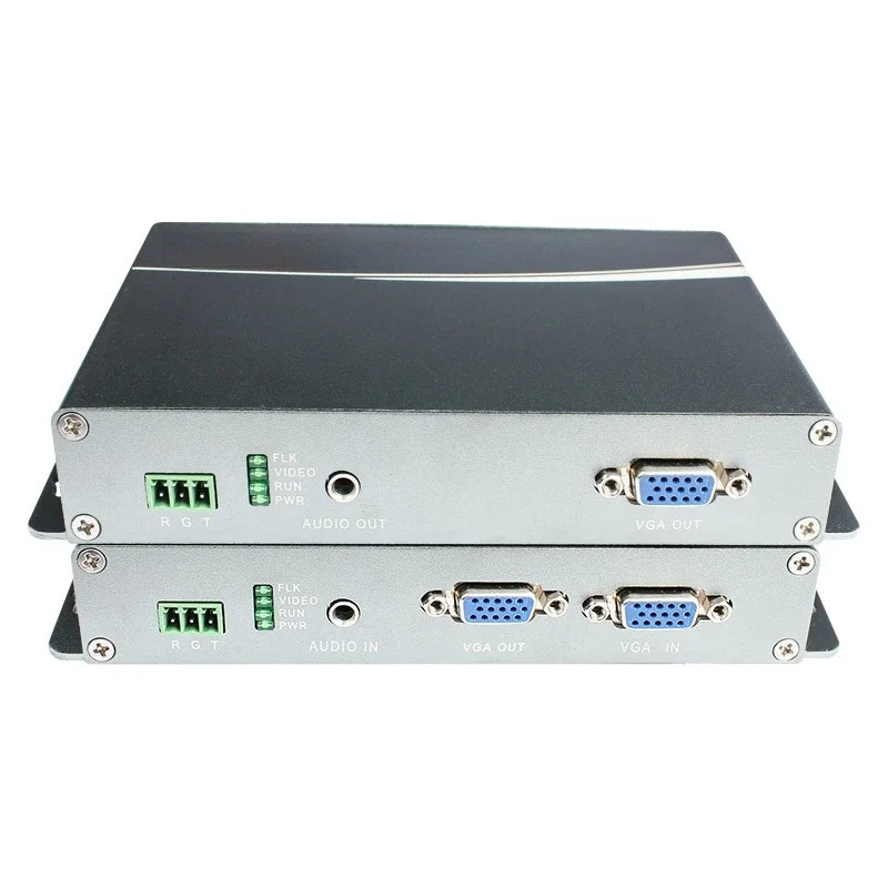 Multifunctional VGA optical transceiver with loop out + USB keyboard and mouse unidirectional 3.5mm audio RS232