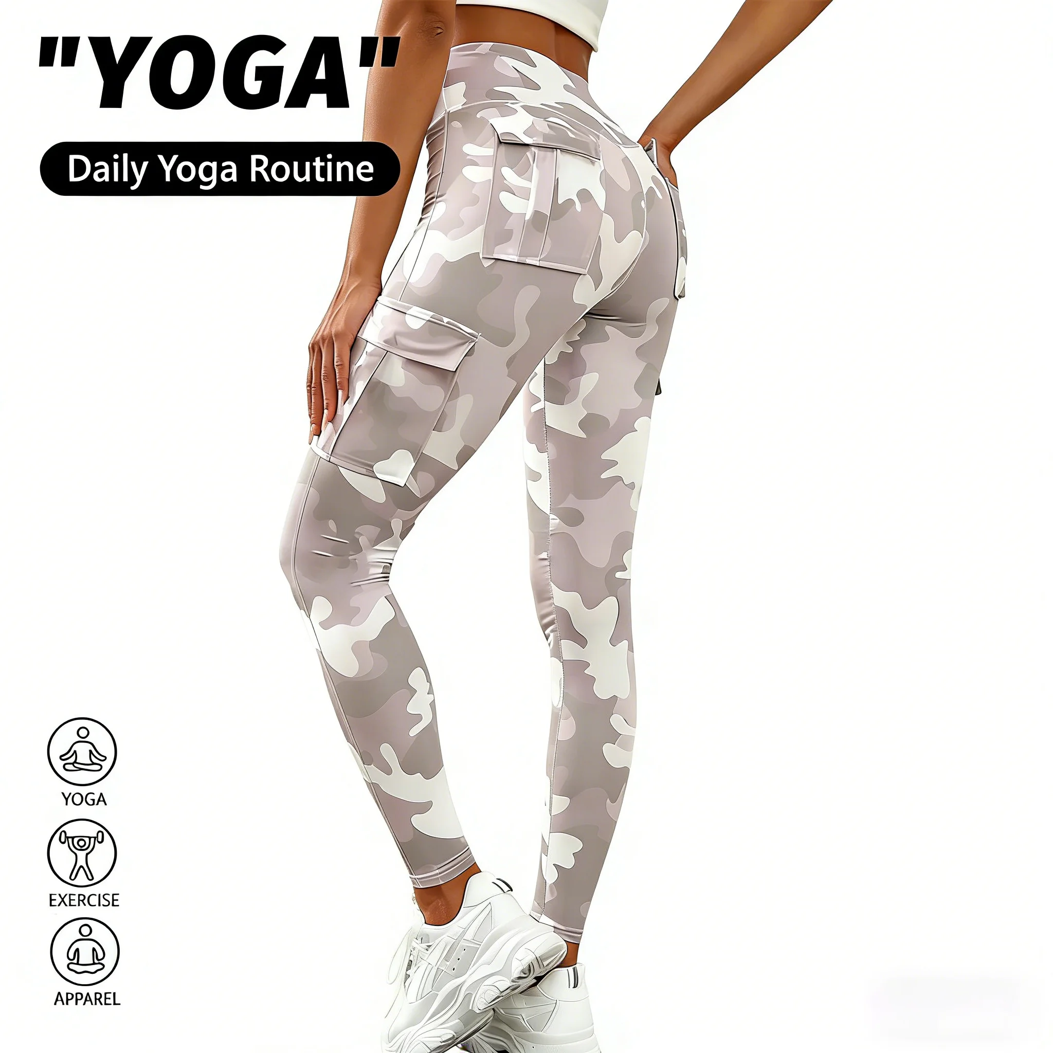 

Женские леггинсы с высокой талией и карманами, камуфляжный принт, эффект подтяжки ягодиц, эластичные леггинсы для йоги, фитнеса, бега и занятий в спортзале.