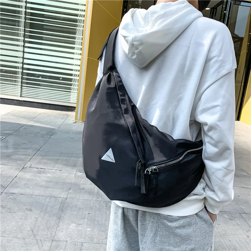 New street trend nylon crossbody bag Korean version of solid color chest bag backpack shoulder bag for men and women purses