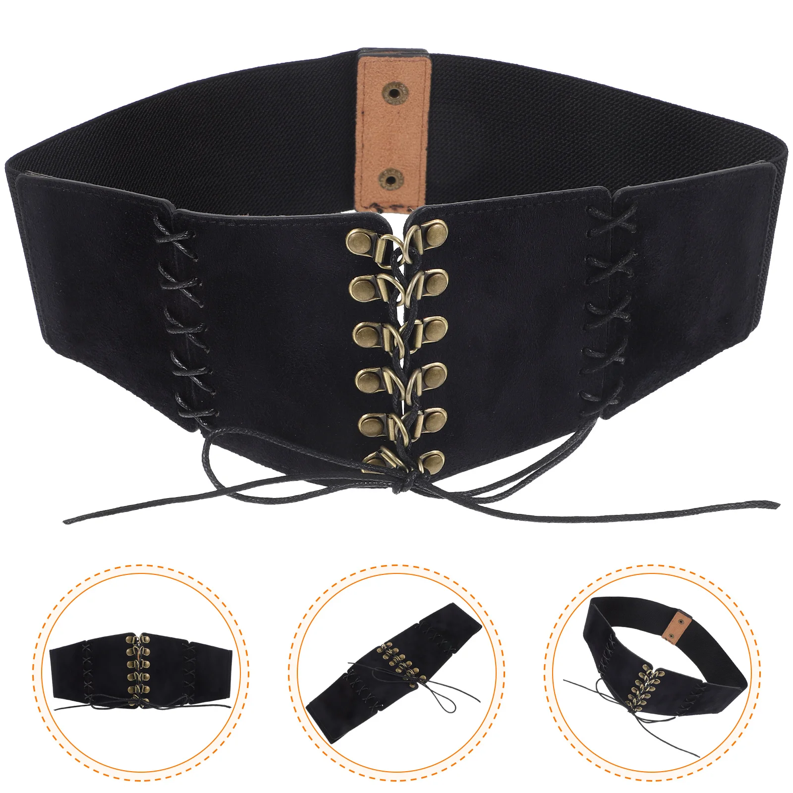 حزام مشد عريض مرن للنساء من جلد الغزال حزام خصر لفستان المعطف تفاصيل عقدة أنيقة مظهر فاخر قابل للتمدد
