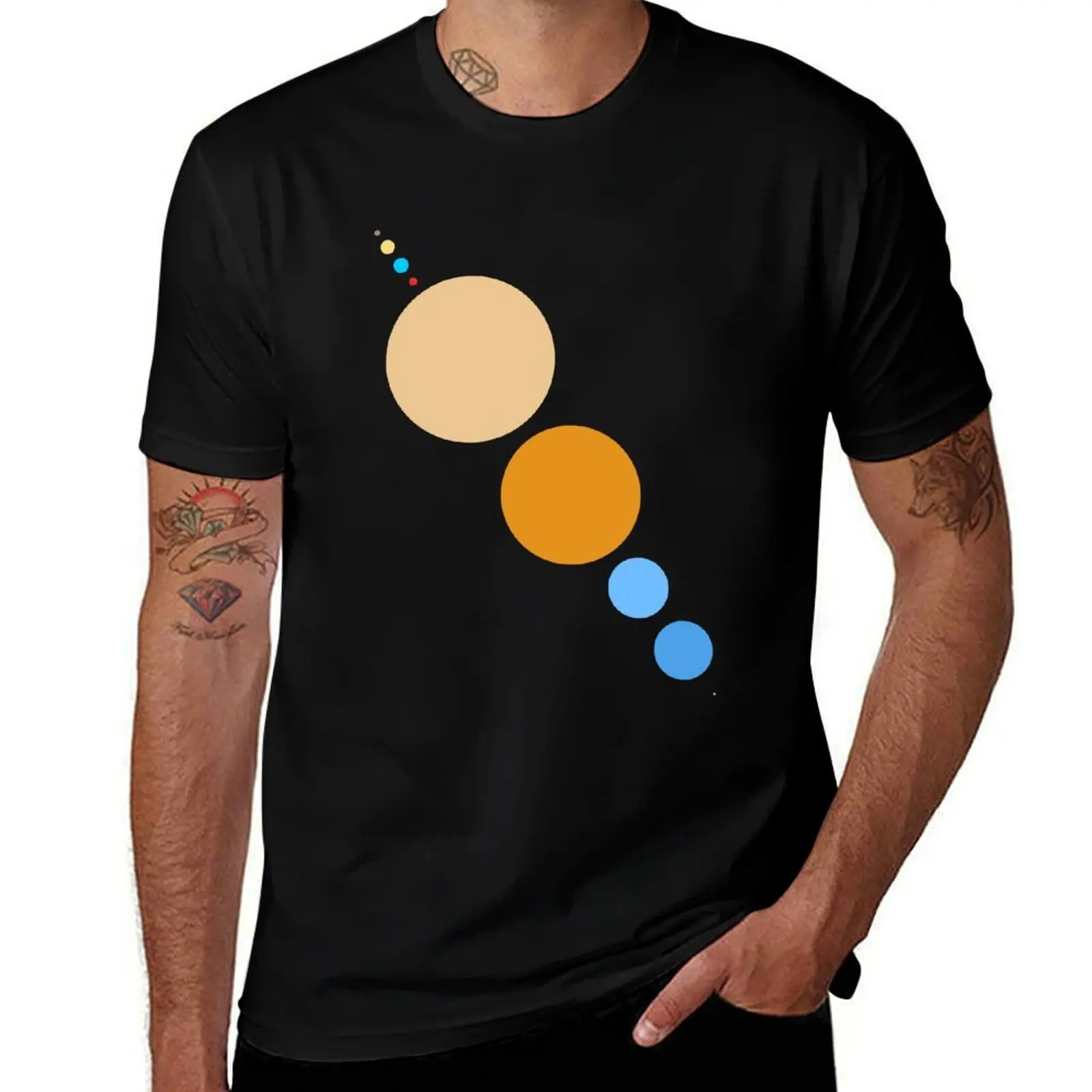 Planets To Scale (diagonal) T-Shirt Big Size Simple T-Shirt
