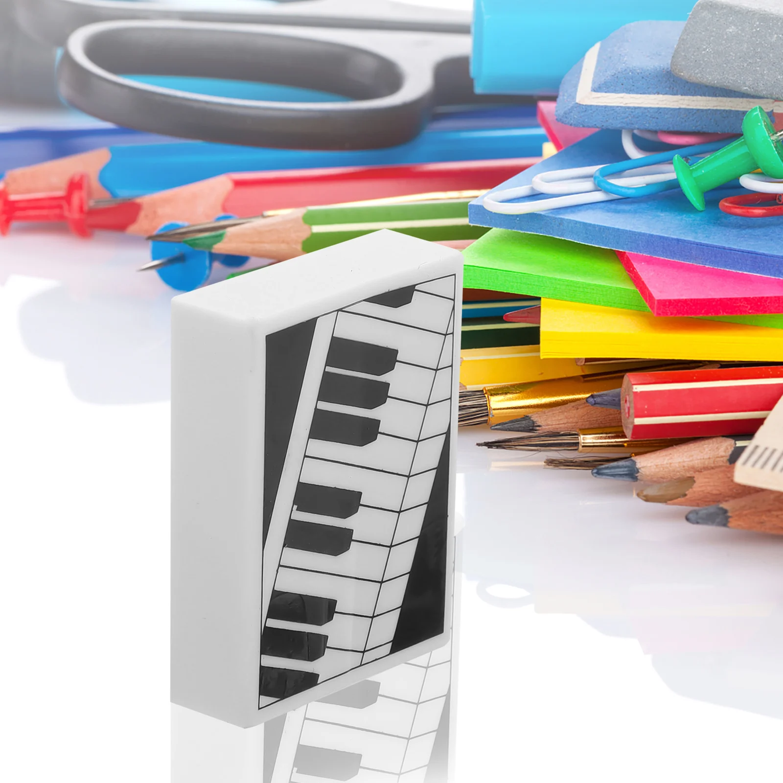

6pcs Piano Shaped Erasers Rubber Material Safe Art Eraser For Drawing Student Writing Sketching Pencil Multi-Function