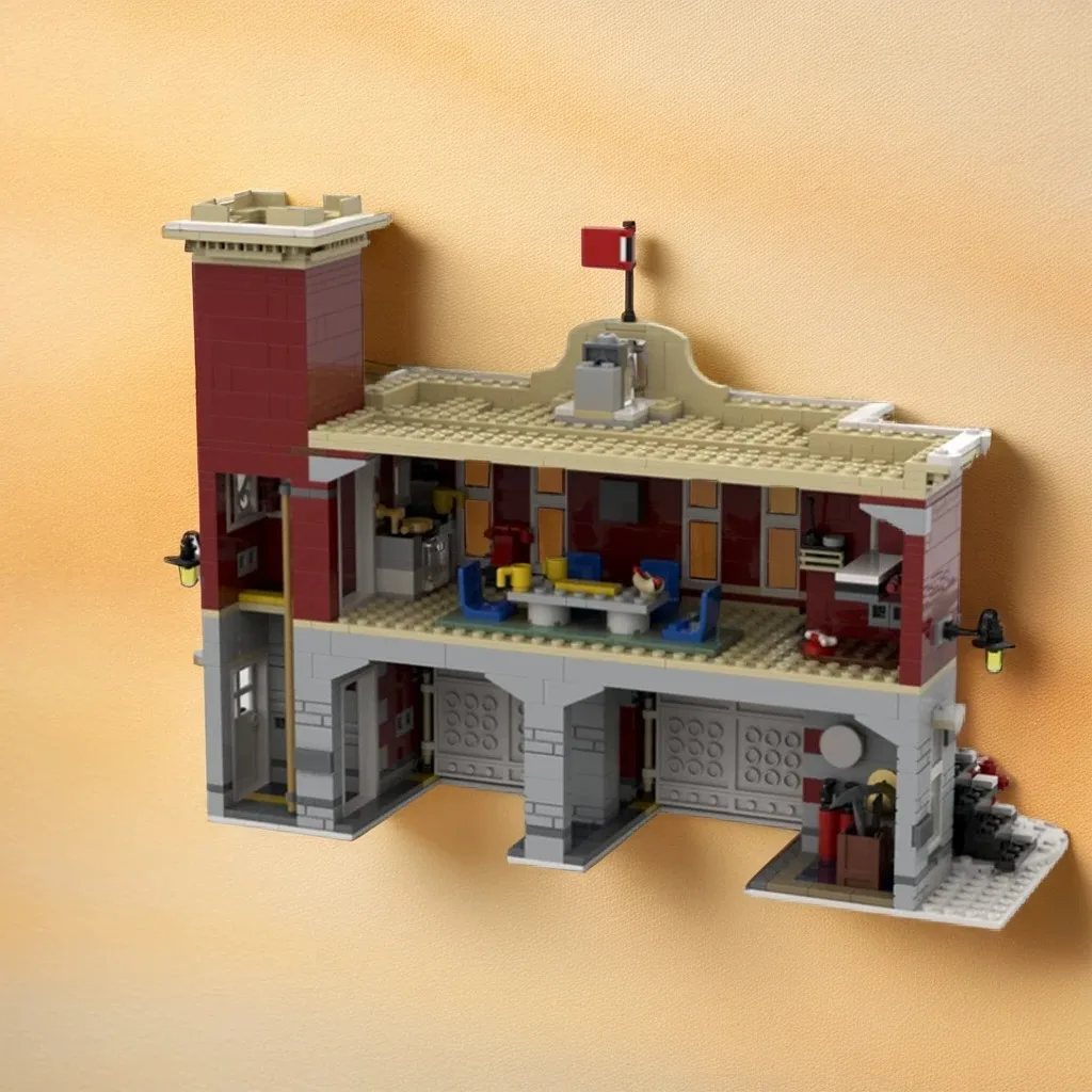 

NEW 1134PCS MOC Street View Large Winter Fire Station Model Building Block Architecture DIY Assembly Display Home Decor Gift Set