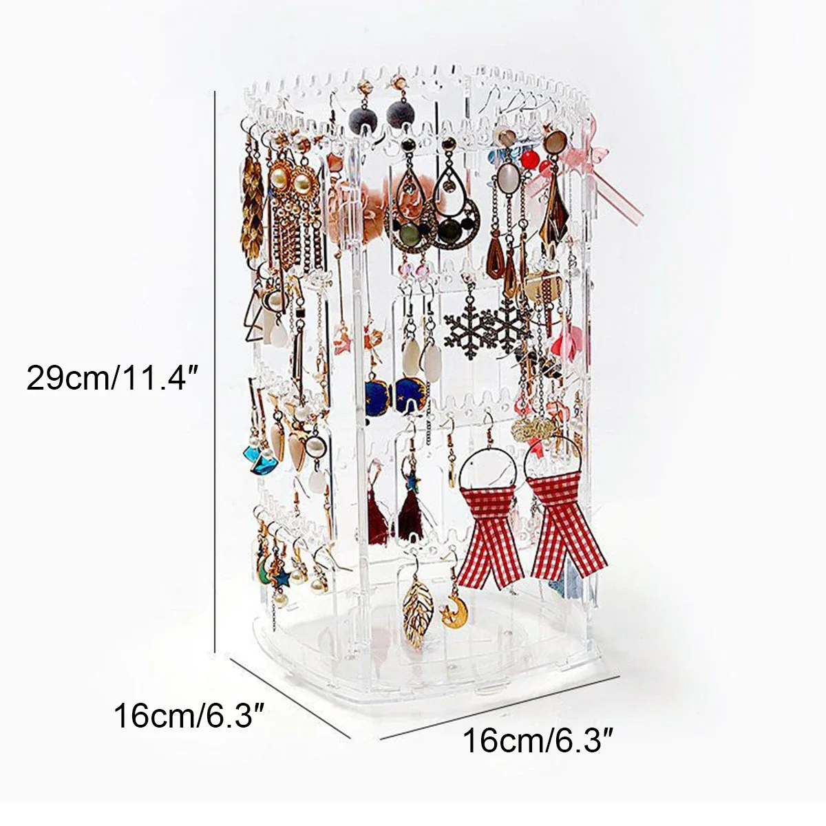 1Pcs Creative Rotating Jewelry Storage Box Earring Necklace Round Plastic Organizer Boxes Holder Display Rack For Women