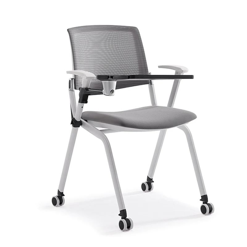 Tablet Arm Training Chairs With Caster Wheels Mesh Guest Chair For Office School Waiting Room Conference