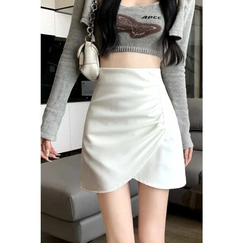 

2025 Summer New Irregular and Versatile Pleated Hip Skirt Small Man Thin High Waist A-line Skirt Women