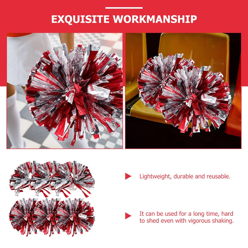 6個 チアリーディングポンポン プレミアム光沢のある再利用可能な軽量チアポンポン スポーツダンスパーティーフェスティバル クリスマス ハロウィン用