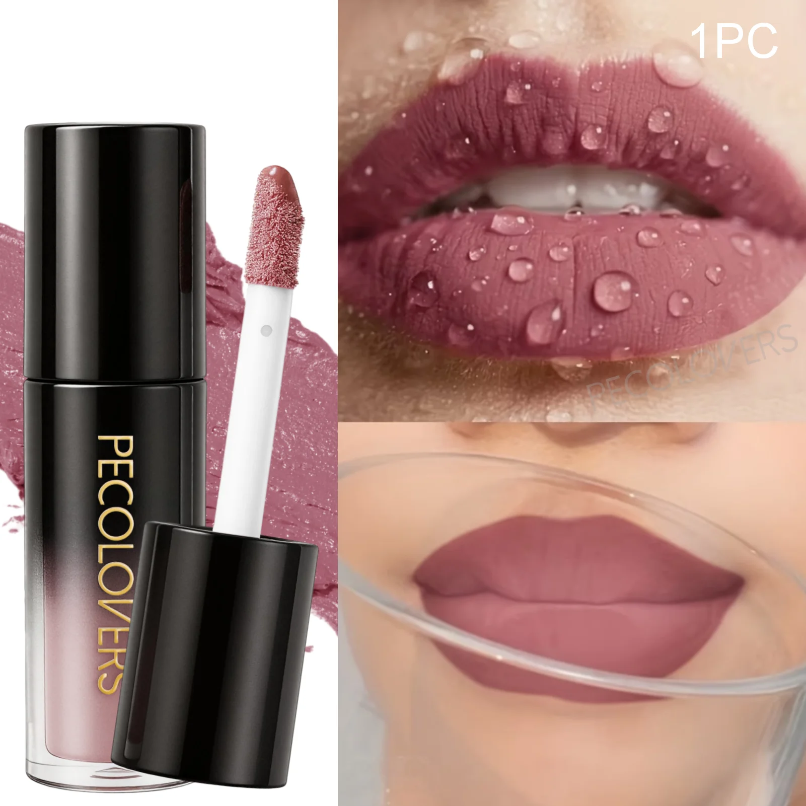 1PC 1pc Waterproof Long Lasting Matte Lip Glaze, Reddish Brown Shades, Smooth Texture, Ideal for Bare Face & Daily Makeup