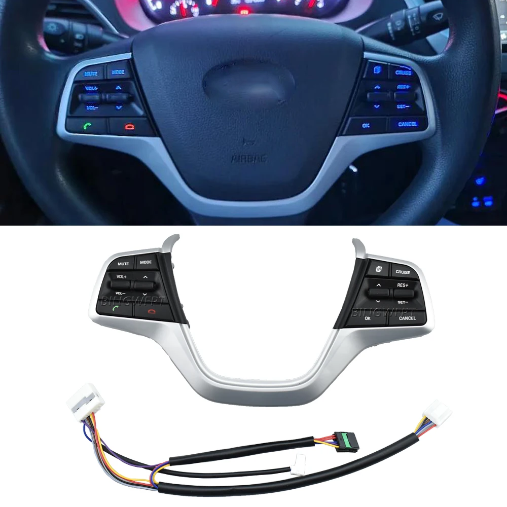 With Backlight Steering Wheel Buttons Cruise Control button Switch For Hyundai Solaris1.6L 2016 2017 2018 2019 2020 2021 2022