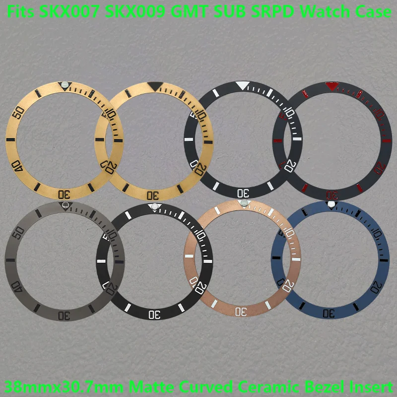 NH35 Watch Case Ring Matte Ceramic 38mm x 30.7mm Curved Bezel Insert Parts Fits 40mm GMT SUB SKX007 SKX009 Men Watch Accessories