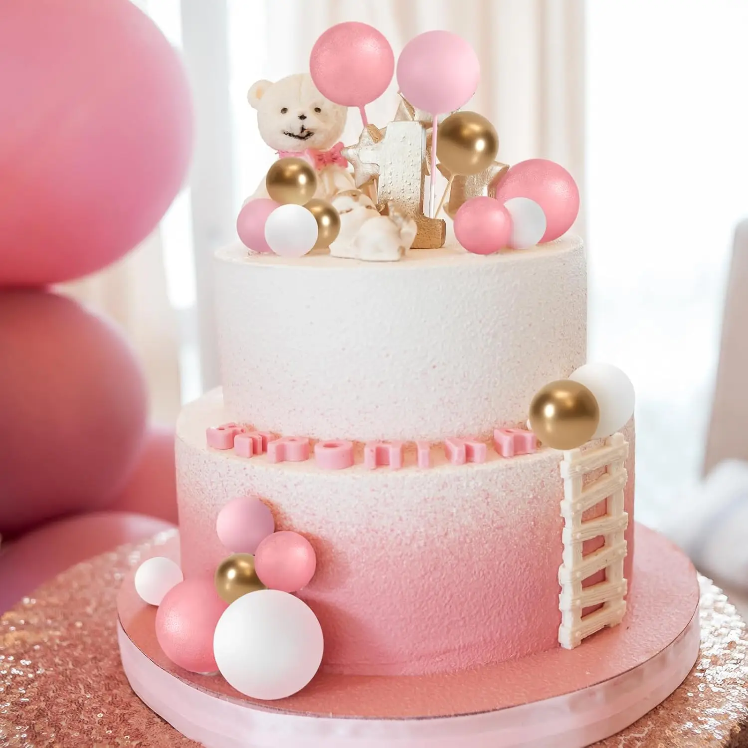 32 Stück Weihnachtskugel-Kuchenaufsatz, Dekorationen, Schaumstoffkugeln, Kuchenaufsatz, Kugeln, Kuchendekorationen für Hochzeit, Party, Geburtstag – Detail 36