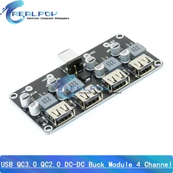 4 Channel USB QC3.0 QC2.0 DC-DC Buck Converter Charging Step Down Module 6-32V 9V 12V 24V To Fast Quick Charger Circuit Board 5V