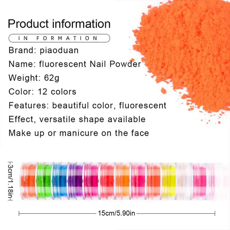 12 Farb malerei Nagel fluor zieren des Pulver DIY langlebige Glitzer Lidschatten Pigment Neon Phosphor Nail Art Dekor Maniküre