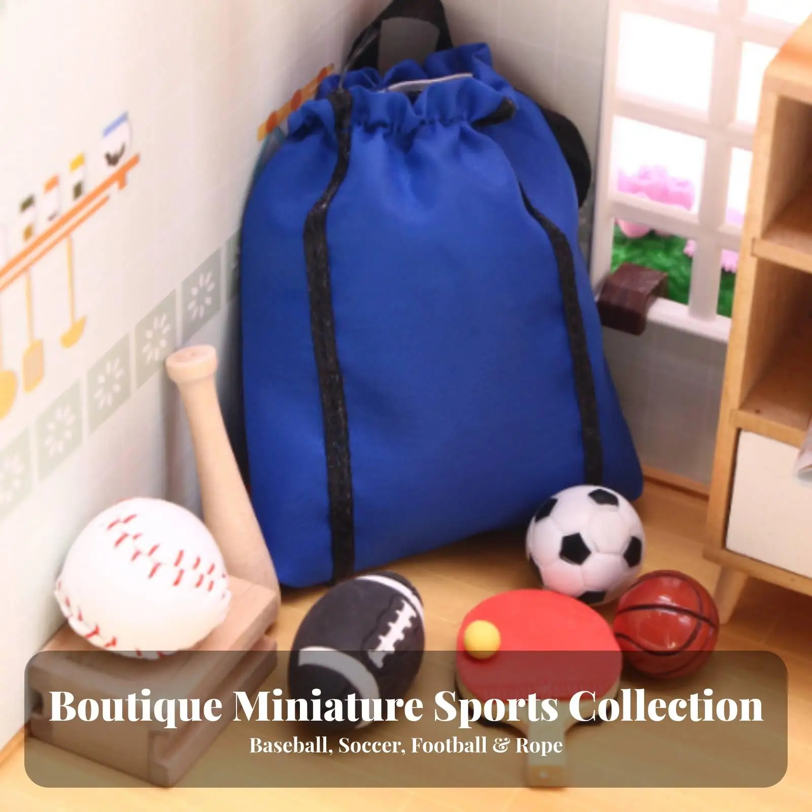 7pcs Mini Sports Plaything for 1 12 Dollhouse Accessories Wood Fabric Toy Props