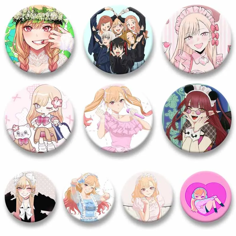 Cute Cartoon Character Sajuna Kitagawa Marin Wakana Brooch Anime Enamel Pins Snap-in Badges on Backpack Clothing Decor Ornaments