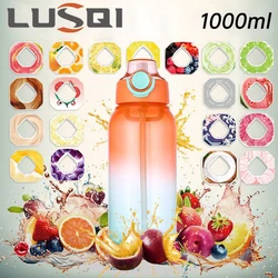 LUSQI 1PC Flavored Water Bottle With Air Flavor Bottle Frosted 1000ML Air Starter Up Set Water Cup For Flavor With 1 Flavor Ring