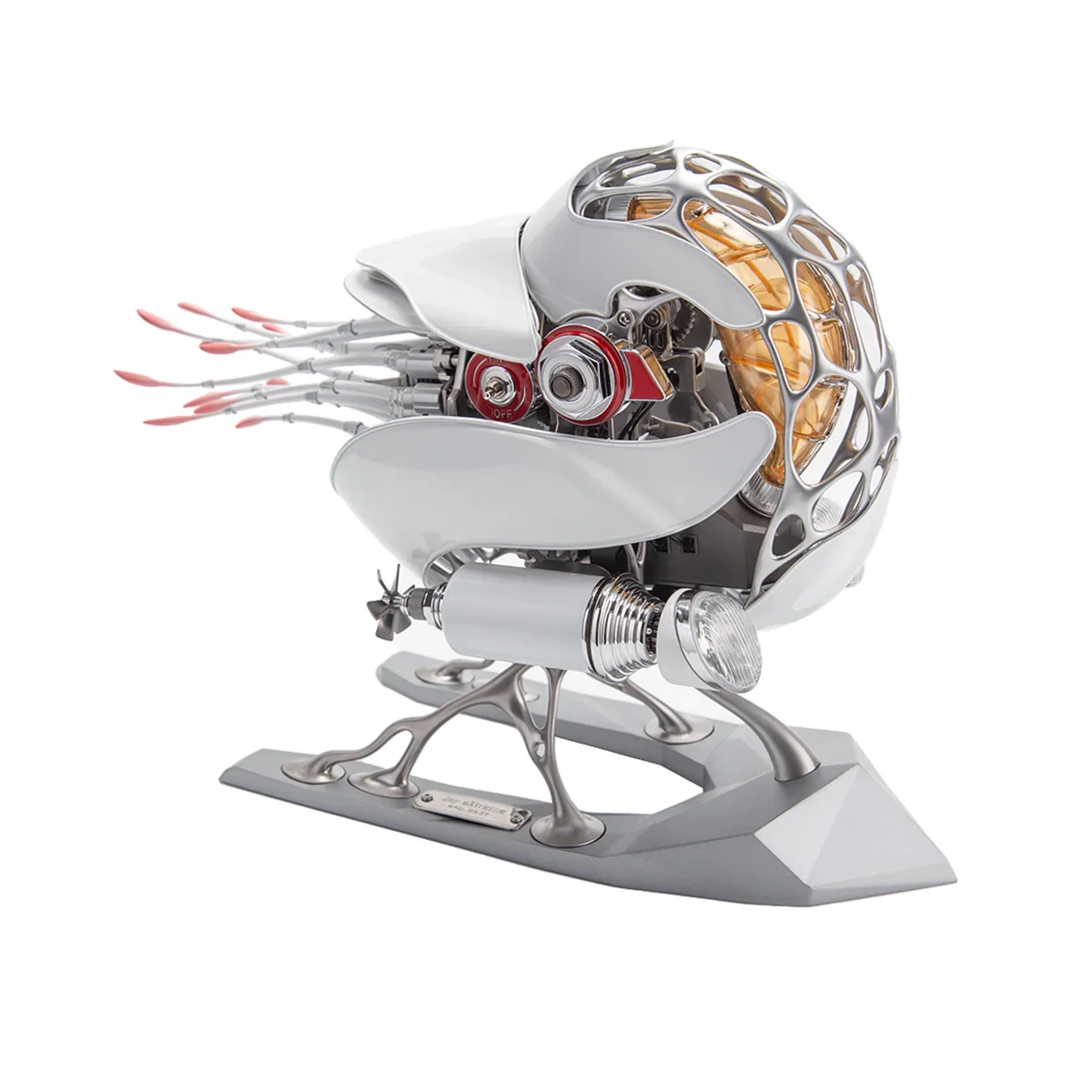 Metal Mechanical Nautilus Poseidon Model Kit DIY 3D Mechanical Nautilus Assembly Kit Ornament Movable with Lighting Toys MR0536