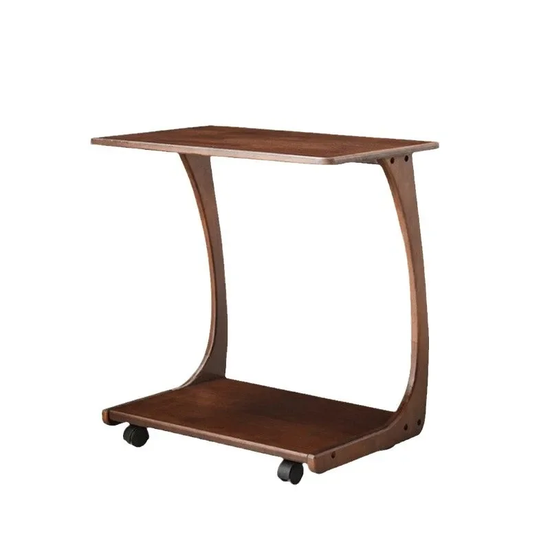 solid wood sofa can be moved, the living room mini small coffee table with wheels, and the simple bedside table