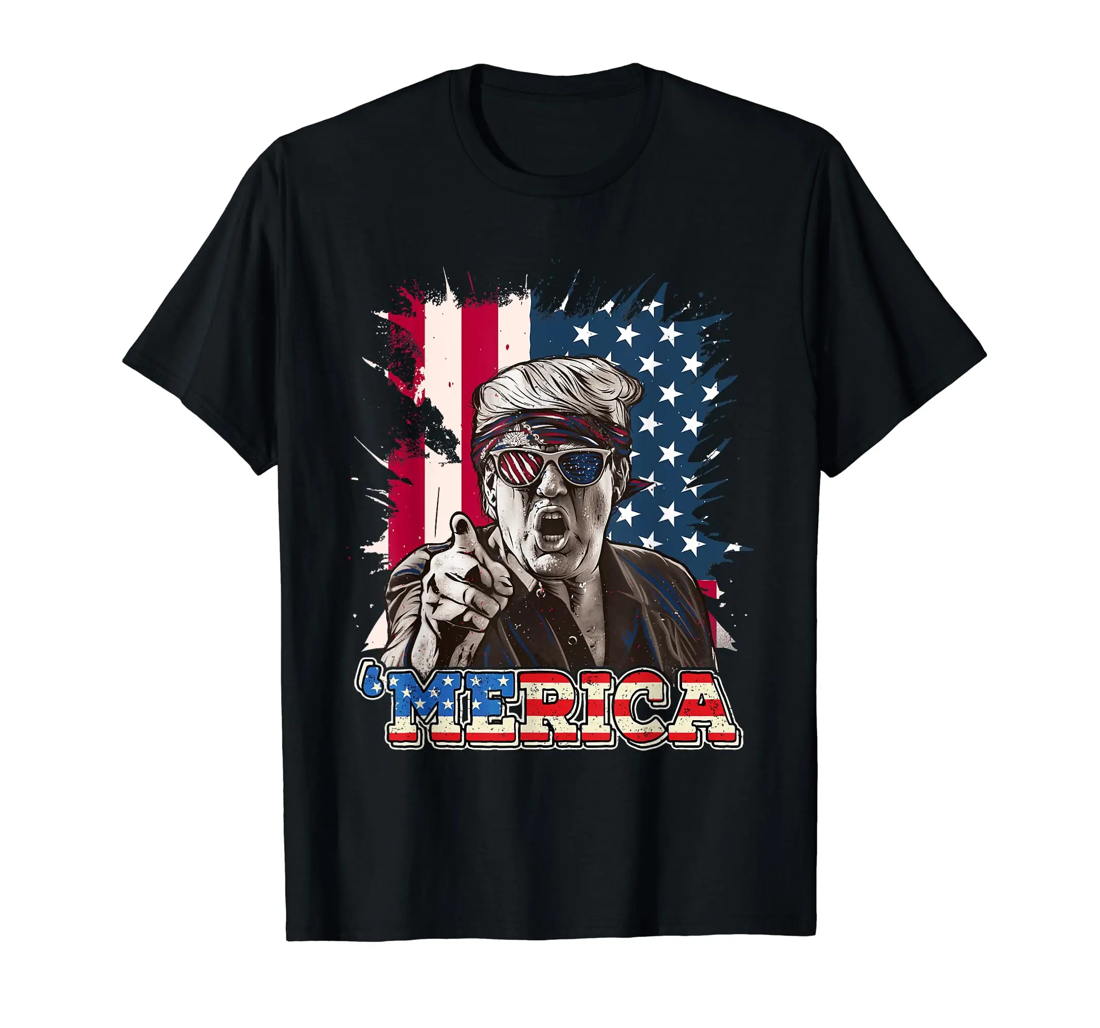 Merica Trump 2024 4th Of July Patriotic American flag Merica T-Shirt