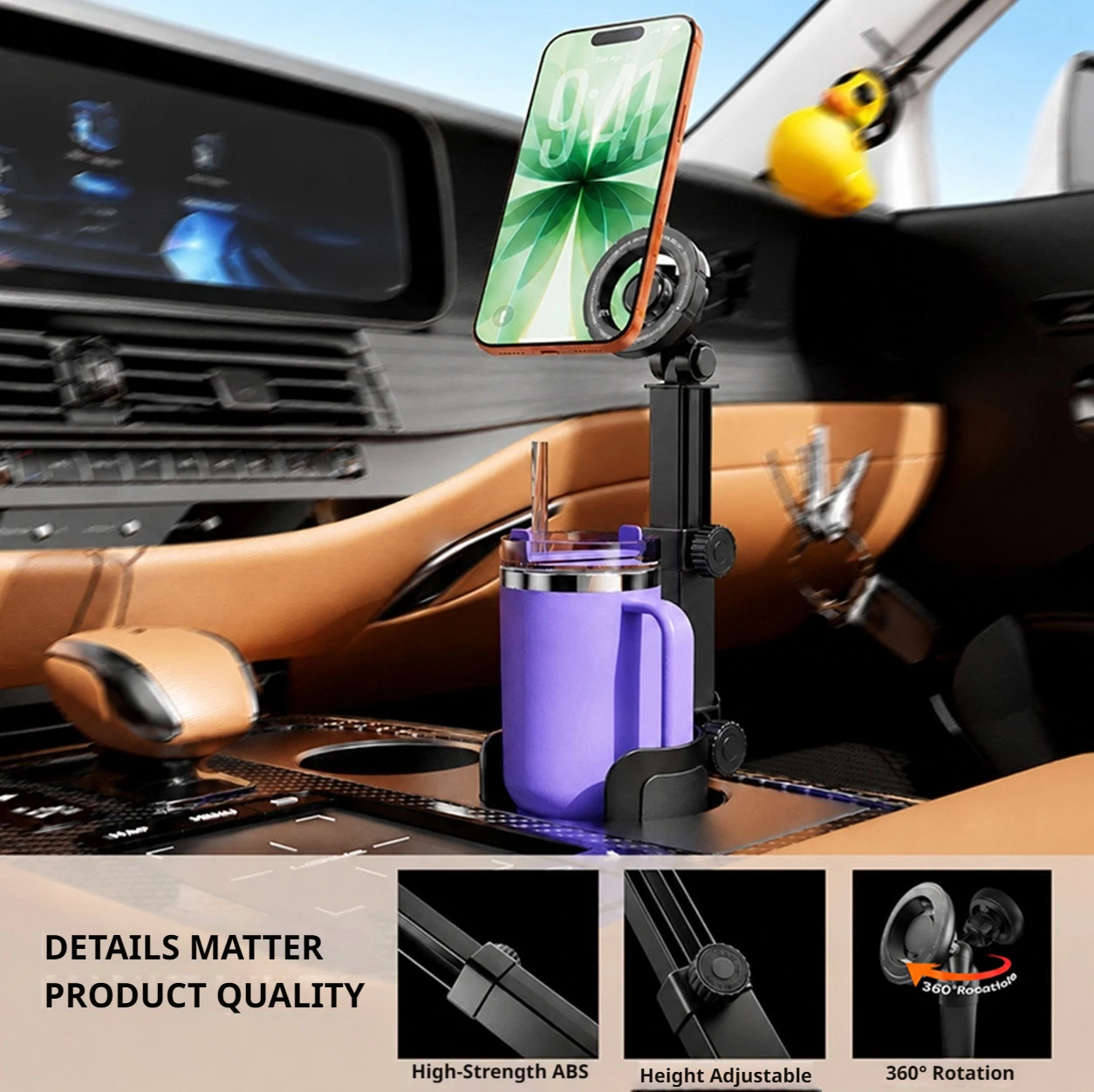 BLALION Universeller Magnetischer Auto-Handyhalter 2-in-1 Multifunktionaler Auto-Getränkehalter mit Telefonhalterung für Auto-Zubehör – Detail 6