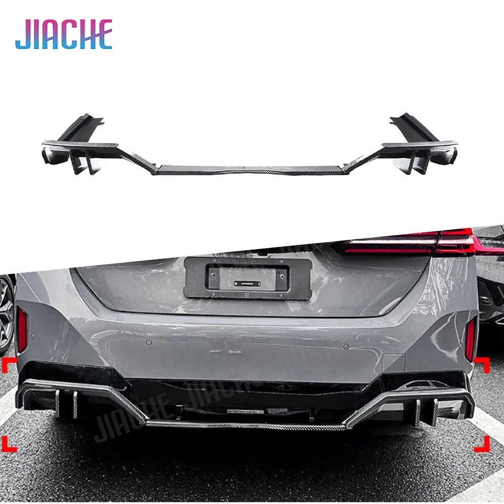 JIACHE ABS Carbon Look Rear Bumper Lip Diffuser Spoiler Body Kits for BMW 5 Serise G60 G68 M Sport 2024+ Rear Diffuser