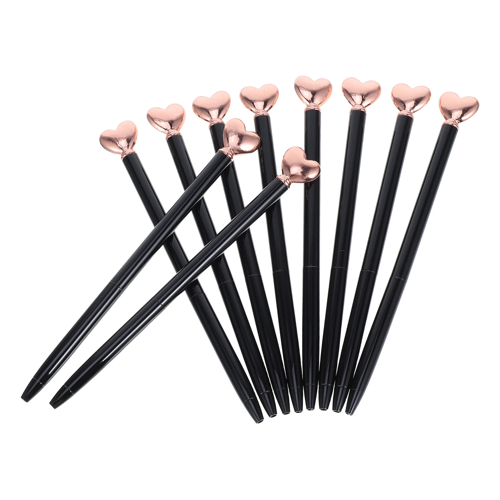 

10pcs Heart Shaped Ballpoint Metal Decorative Writing Pens For Women Men Valentine'S Day Business Gift Black Ink Retractable