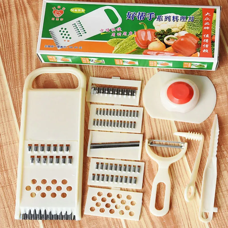 Wooden Potato Grid Slicer Vegetable Grater Corrugated Net Chopper Cutter Wave Knife Chipper Salad Kitchen Shredder Peeler Masher