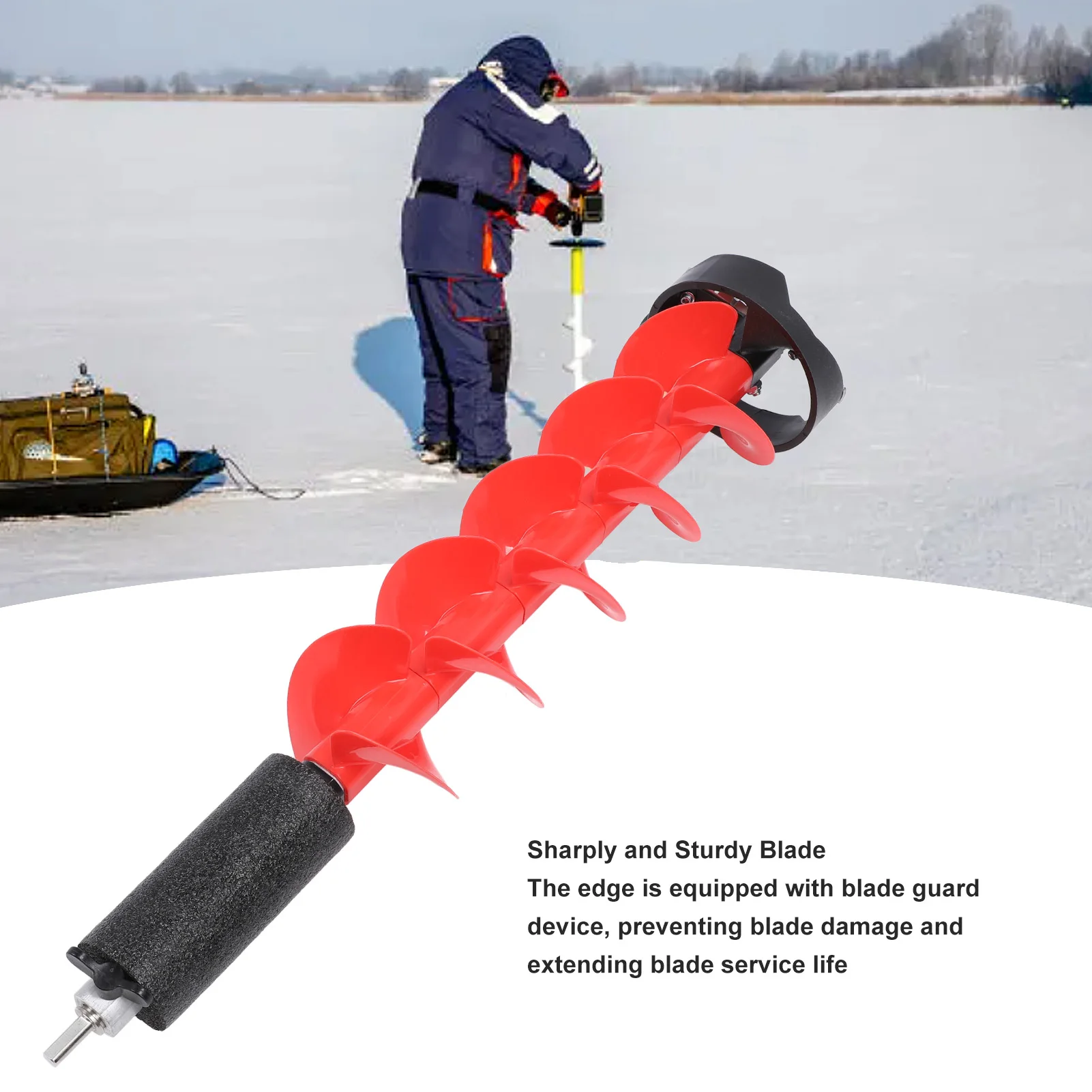 

8in Diameter 28in Length Electric Ice Auger Drill Bit with Floating Device for Deep Waters Ice Fishing Drill Auger