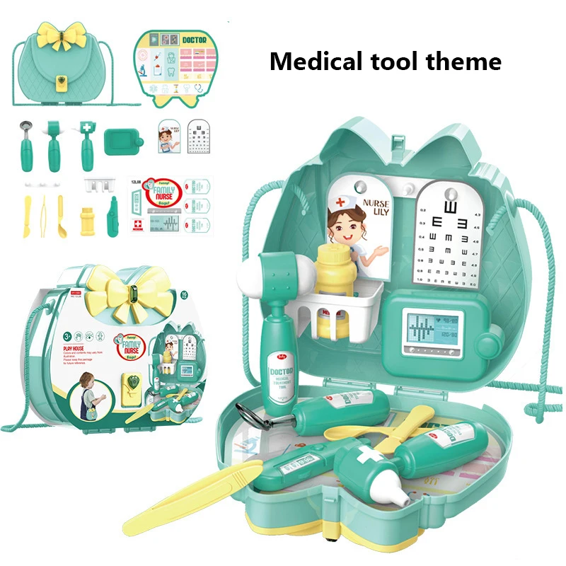 Role-playing Toy Doctor Kitchen Makeup Tool Set Portable Suitcase Play House Accessories Gift Kids Simulation Furniture Toys