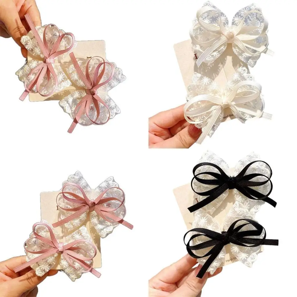 

U13F Stylish Bows Clips Easy Pair Outfits Holiday Celebrations Girls Hairpins