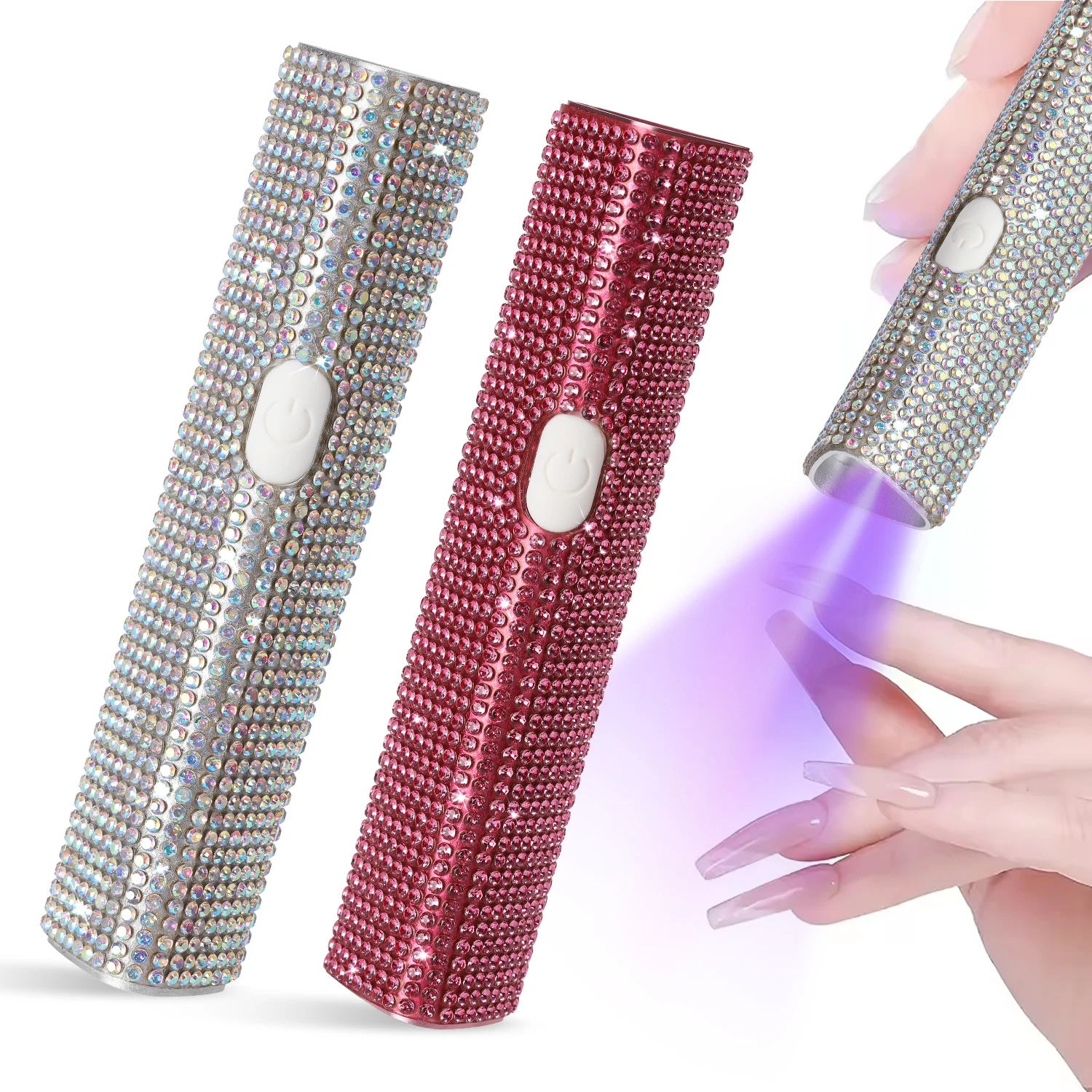 DianaBeauty Handheld Nail Lamp Portable Nail Dryer with Rhinestone Manicure Lamp with Two Timer Modes Nail Salon Tools
