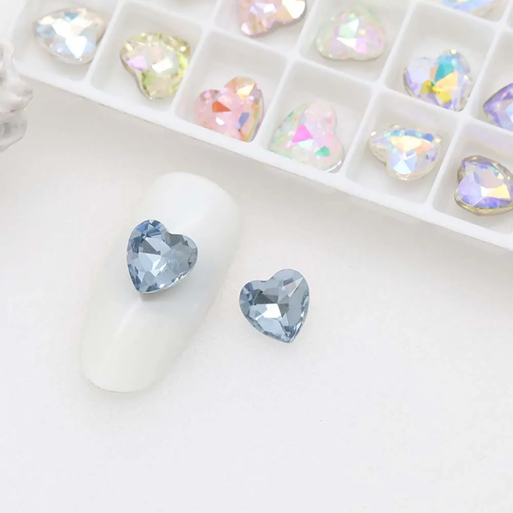 Branco cristal coração-como strass para nail art, acessórios de luxo, 3d, brilhante, amor, gem, diy, 20pcs