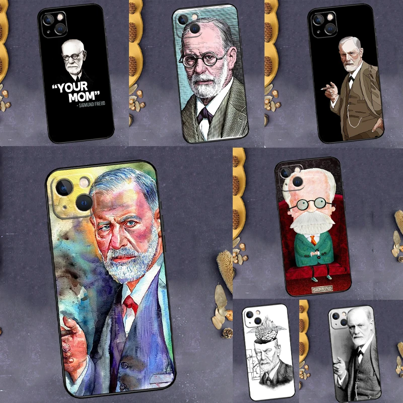 Sigmund Freud Phone Case For iPhone 13 12 11 14 15 16 Pro Max Plus X XR XS Bumper Cover Coque